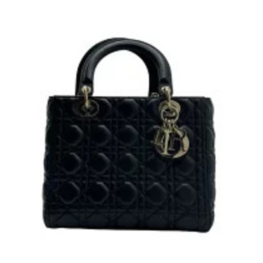 Christian Dior Lady Black Cannage Lamb Shoulder Bag